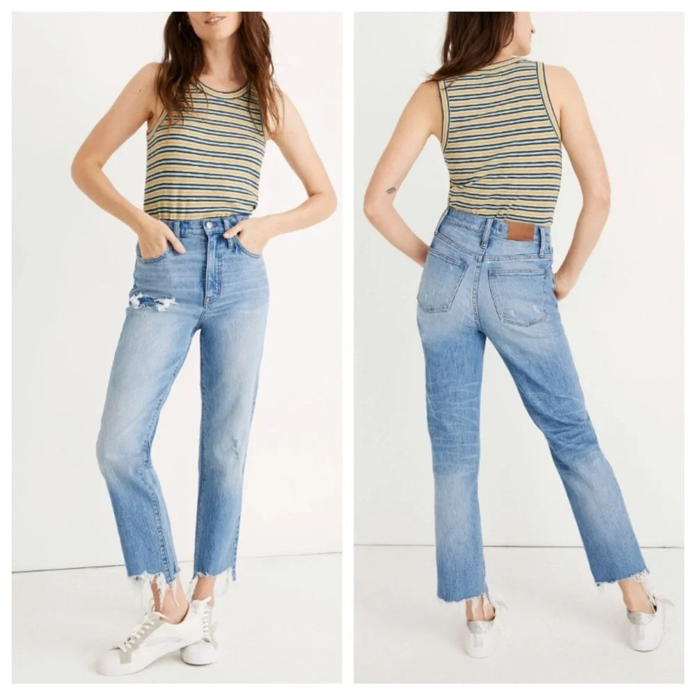 New! Madewell Classic Straight Jeans Corrie Wash: Step-Hem Edition 19592